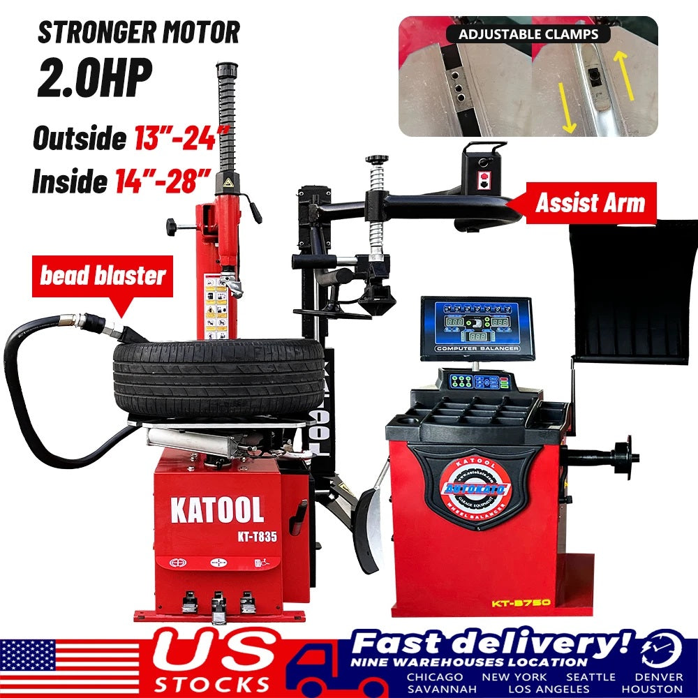 ComboTire Changer KT835 + Wheel Balancer KT-B750, Garage Equipment, Shop Tools