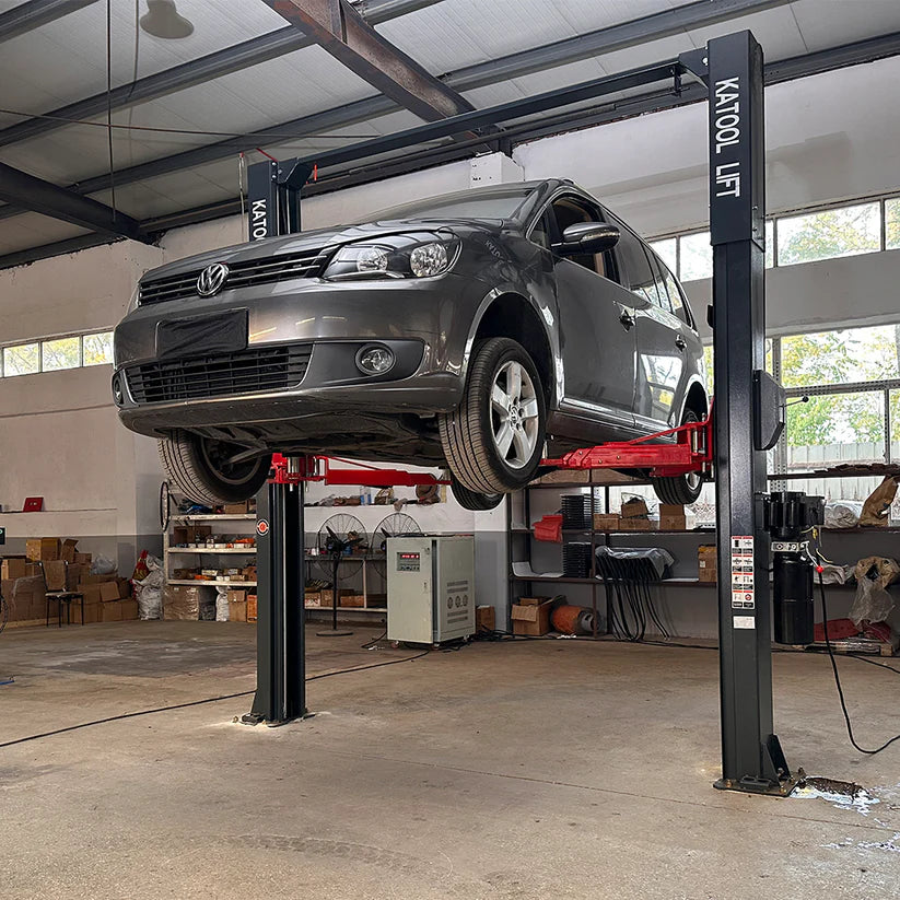 KATOOL KT-AS110D 11,000lb 2-Post Asymmetrical Clearfloor Lift Single Release