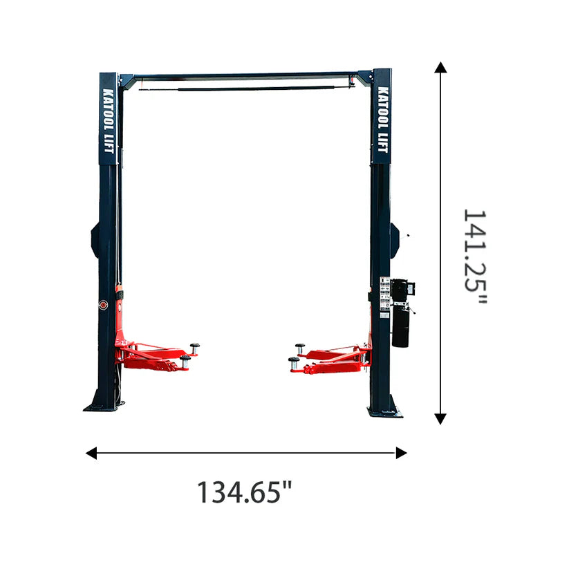 KATOOL KT-AS110D 11,000lb 2-Post Asymmetrical Clearfloor Lift Single Release