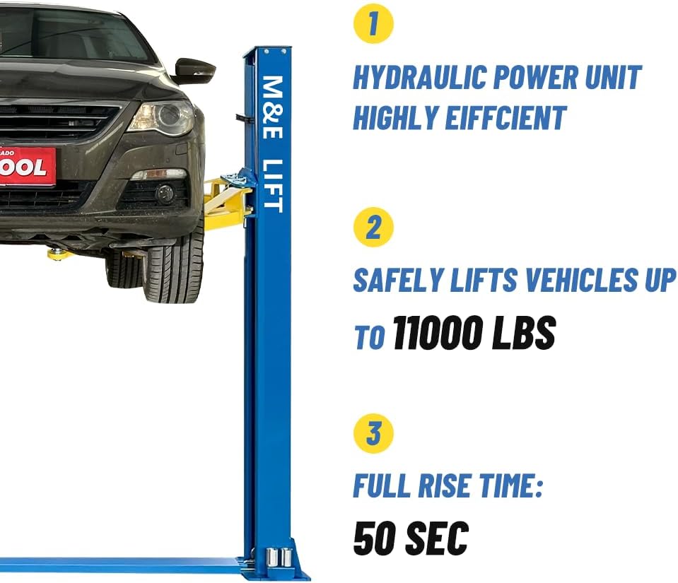 ME-H110YS 2 Post Lift 11000LBS (5 Ton) Capacity, 110V or 220V Hydraulic Auto Truck Hoist, 74.8" Max Height for Garage, Workshop, Auto Repair (220V)