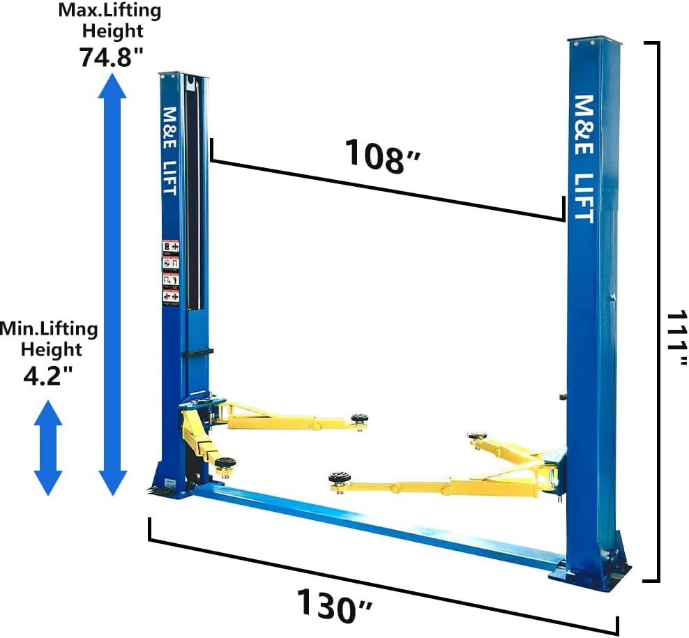 ME-H110YS 2 Post Lift 11000LBS (5 Ton) Capacity, 110V or 220V Hydraulic Auto Truck Hoist, 74.8" Max Height for Garage, Workshop, Auto Repair (220V)