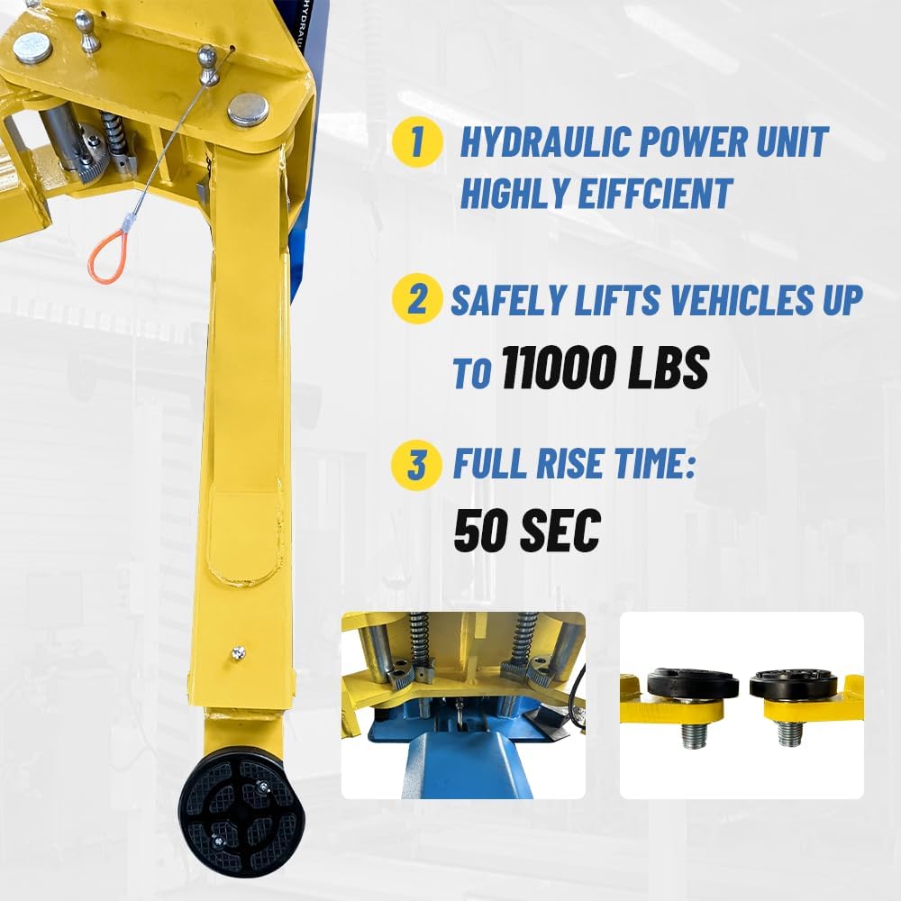 ME-H110YS 2 Post Lift 11000LBS (5 Ton) Capacity, 110V or 220V Hydraulic Auto Truck Hoist, 74.8" Max Height for Garage, Workshop, Auto Repair (220V)