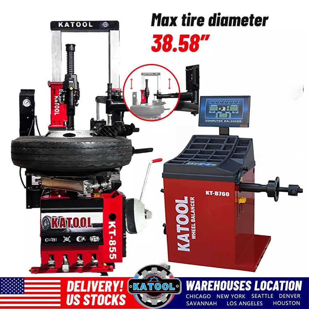 KATOOL Vertical Tire Changer KT-855 and Wheel Balancer KT-B760 Tires Machine