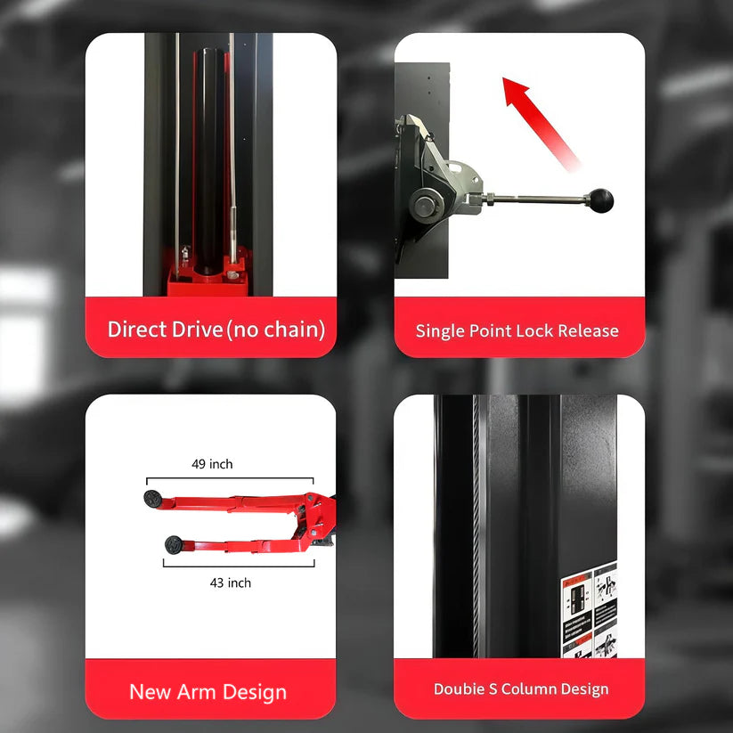 KATOOL KT-AS110D 11,000lb 2-Post Asymmetrical Clearfloor Lift Single Release