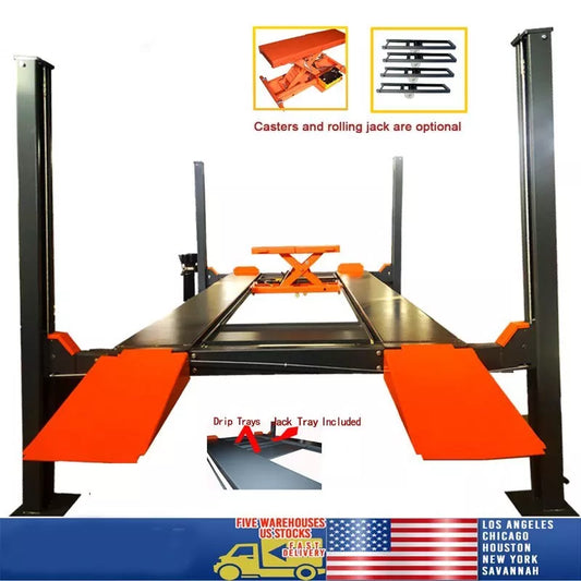 Four Pos Ramp 9500lbs 4 Post Lift with Moving Kits/Caster Aluminum Ramp Extra Height ...