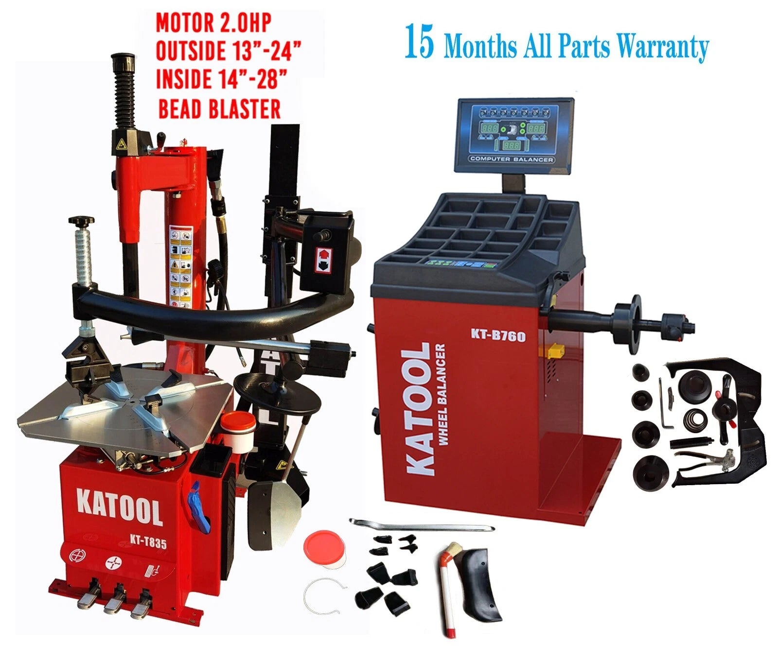 Katool Tire Changer Wheel Machine KT-T835 and Wheel Balancer KT-B760 Tire Repair