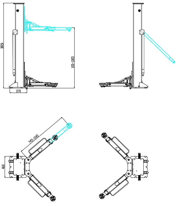 KATOOL KT-PMRL200 8000lb Portable 2-Post Lift