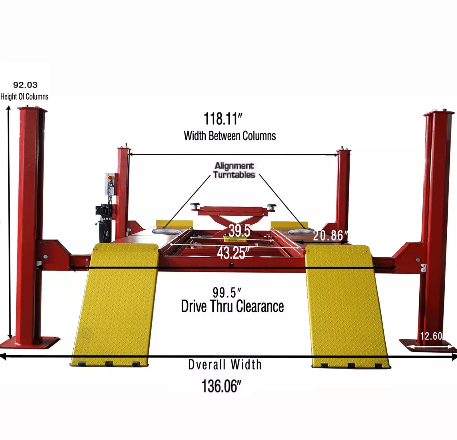 KT-4H150 Heavy Duty 4-Post Alignment Lift 15,000lbs. Rolling Jack Incl ...