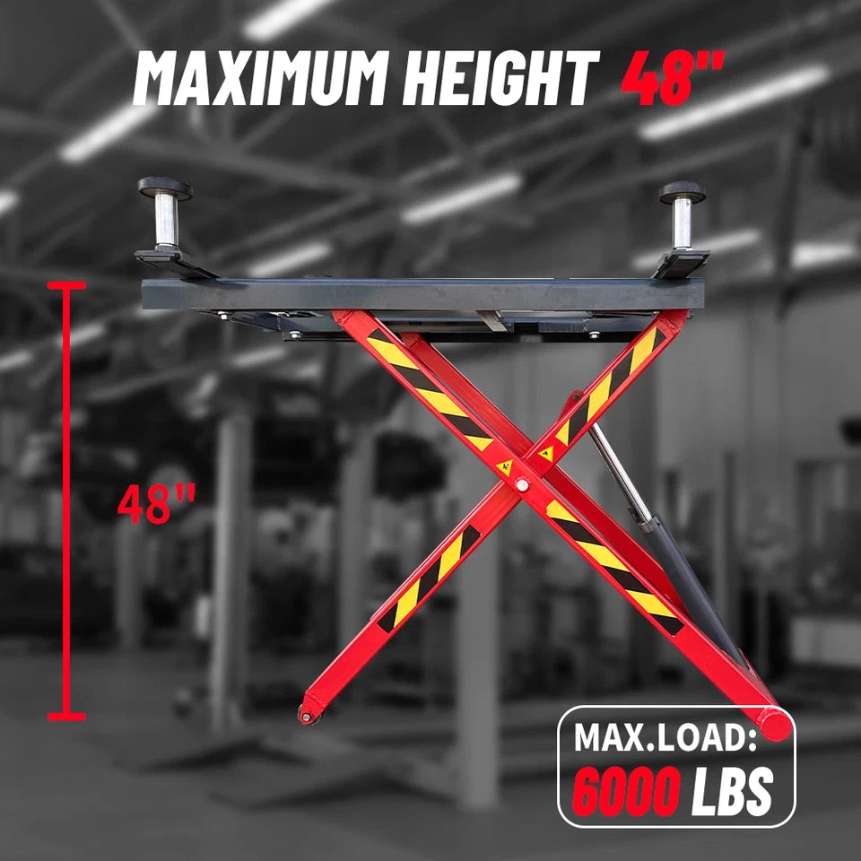 KATOOL Car Lift 6000LB Portable Mid Rise Scissor Lift 48" Lifting Height KT-X66
