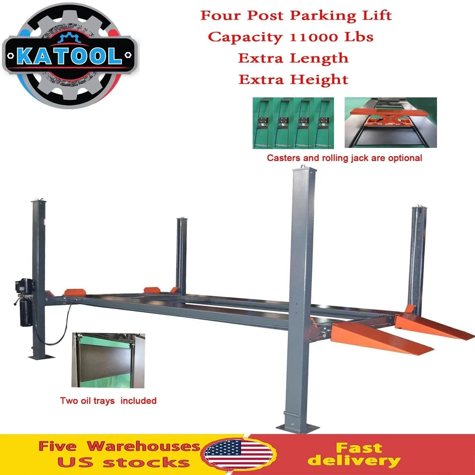 KATOOL KT-4H110 Heavy Duty Four Post Lift Car Auto lift 4 Post Parking Lift