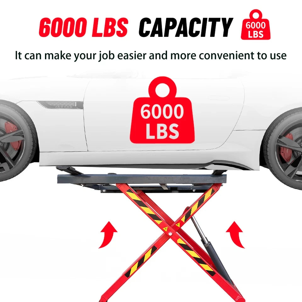 KATOOL Car Lift 6000LB Portable Mid Rise Scissor Lift 48" Lifting Height KT-X66