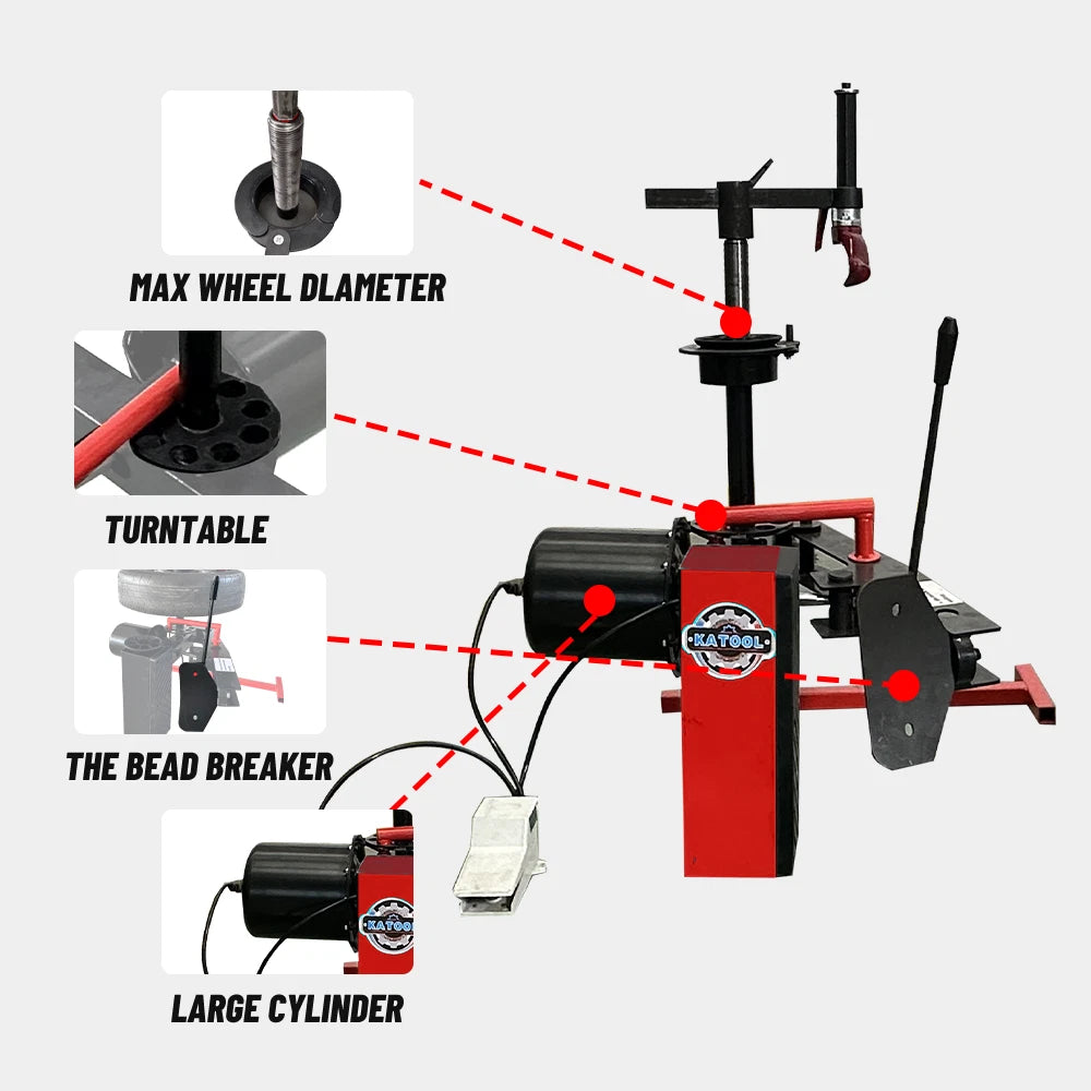 KATOOL KT-1030P Mini Tire Changer Machine 10-21 Inch for Road Rescue