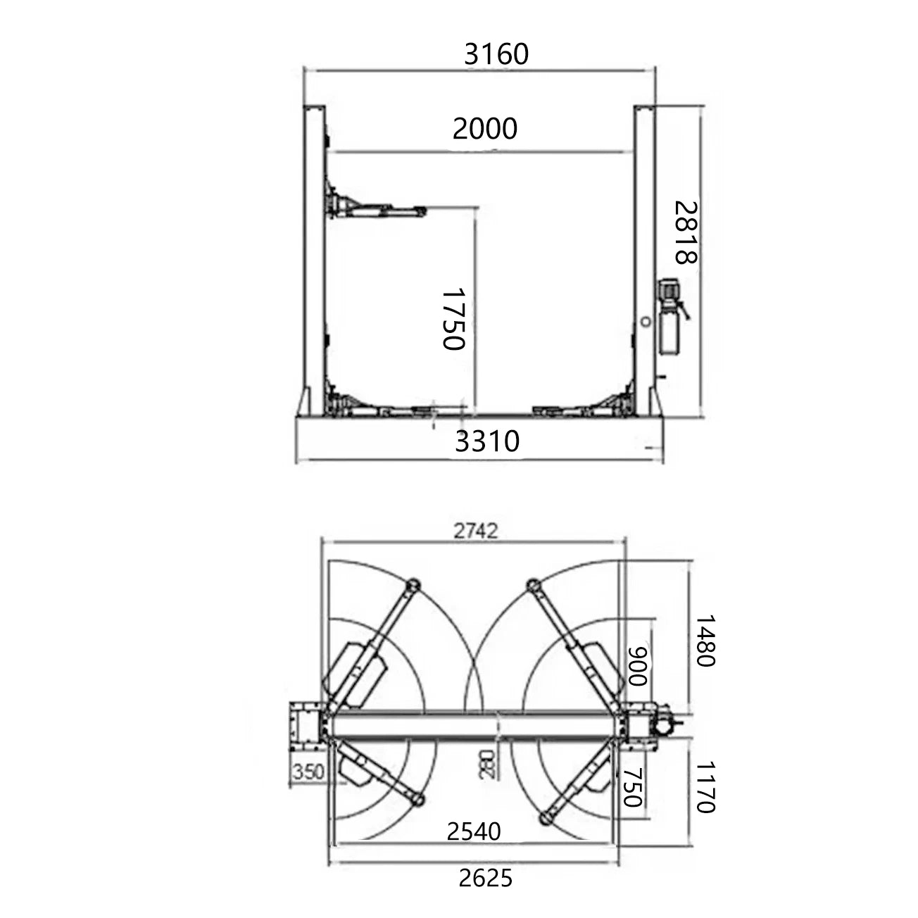 Katool 12000 Lbs Two Post Auto Lift KT-H120D 4HP Single Lock Release 2-Post Car Lift